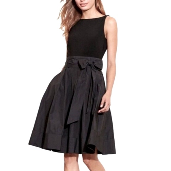 Lauren by Ralph Lauren Yuko Pleated Taffeta Cocktail Dress • Black - Picture 3 of 11